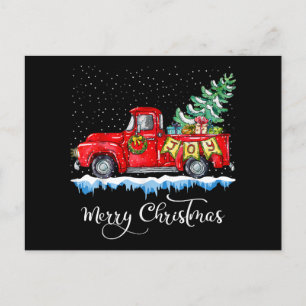 Cartes Pour Fêtes Annuelles Vintage Joyeux Camion rouge de Noël Vieux mode Ch