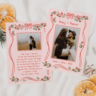 Cartes Pour Fêtes Annuelles Vintage Joyeux Creusé À La Main Et Marié Rose 2 Ph