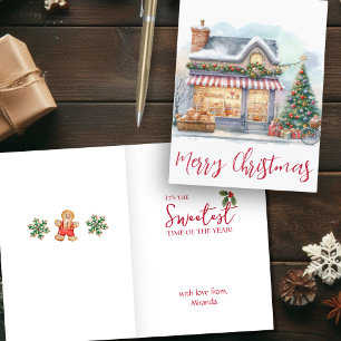 Cartes Pour Fêtes Annuelles Vintage Joyeux Noël aquarelle scène hiver