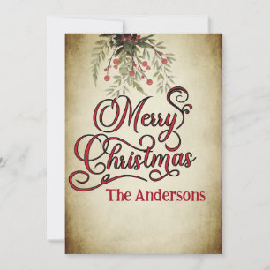 Cartes Pour Fêtes Annuelles Vintage Joyeux Noël botanique saint