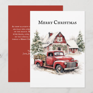 Cartes Pour Fêtes Annuelles Vintage Joyeux Noël Pays Camion Neige