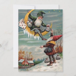 Cartes Pour Fêtes Annuelles Vintage Joyeux Nouvel An Gnomes