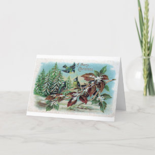 Cartes Pour Fêtes Annuelles Vintage Joyeux Oiseaux de Noël