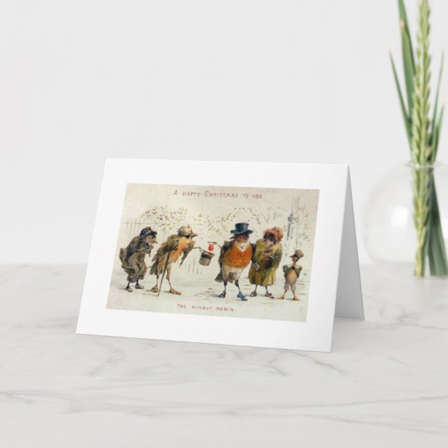Cartes Pour Fêtes Annuelles Vintage Kindly Robin (Devant)