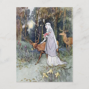 Cartes Pour Fêtes Annuelles Vintage Lady in the Woods Greeting Card