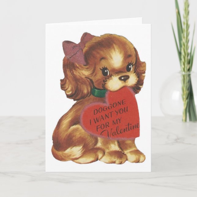 Cartes Pour Fêtes Annuelles Vintage Lady Puppy Valentine (Devant)