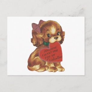 Cartes Pour Fêtes Annuelles Vintage Lady Puppy Valentine