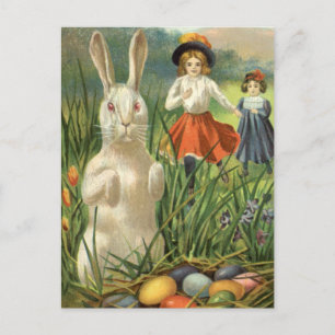 Cartes Pour Fêtes Annuelles Vintage lapin de Pâques et enfants heureux Eastert