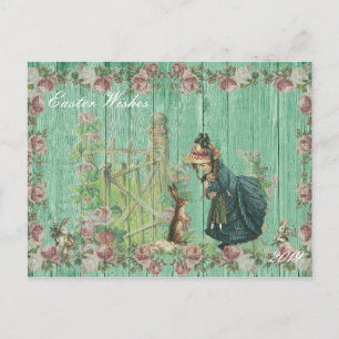 Cartes Pour Fêtes Annuelles Vintage lapin de Pâques Floral