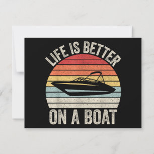 Cartes Pour Fêtes Annuelles Vintage Life is Better On A Boat Captain Boat P