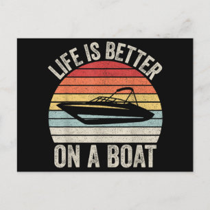 Cartes Pour Fêtes Annuelles Vintage Life is Better On A Boat Captain Boat P