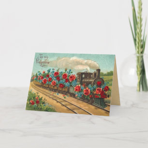 Cartes Pour Fêtes Annuelles Vintage Love Train Valentine's Day Card