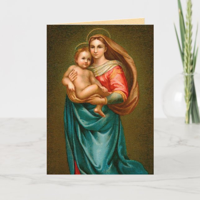 Cartes Pour Fêtes Annuelles Vintage Madonna and Child (Devant)
