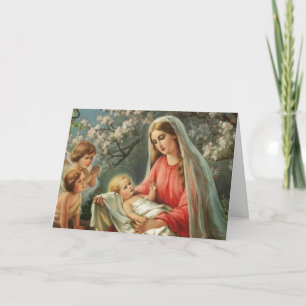 Cartes Pour Fêtes Annuelles Vintage Madonna & Enfant