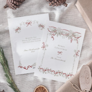 Cartes Pour Fêtes Annuelles Vintage Main Drake Ruban Wreath Noël