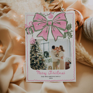 Cartes Pour Fêtes Annuelles Vintage main rose dessinée Photo de famille de Noë