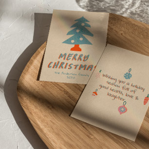 Cartes Pour Fêtes Annuelles Vintage main tiré Funky Tree Noël non photo