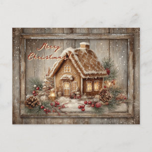 Cartes Pour Fêtes Annuelles Vintage. Maison en pain d'épices. Joyeux Noël.