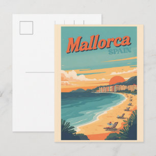 Cartes Pour Fêtes Annuelles Vintage Majorque plage Espagne souvenirs de voyage