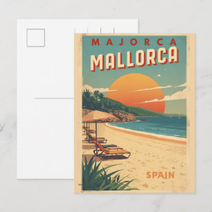 Cartes Pour Fêtes Annuelles Vintage Majorque plage Espagne souvenirs de voyage