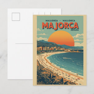 Cartes Pour Fêtes Annuelles Vintage Majorque plage Espagne souvenirs de voyage