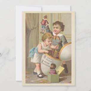 Cartes Pour Fêtes Annuelles Vintage mignon petit garçon jouets oeuf pâques bén