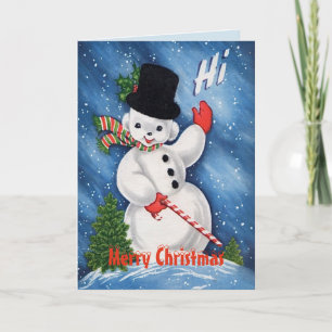 Cartes Pour Fêtes Annuelles Vintage mignon Snowman Joyeux Noël