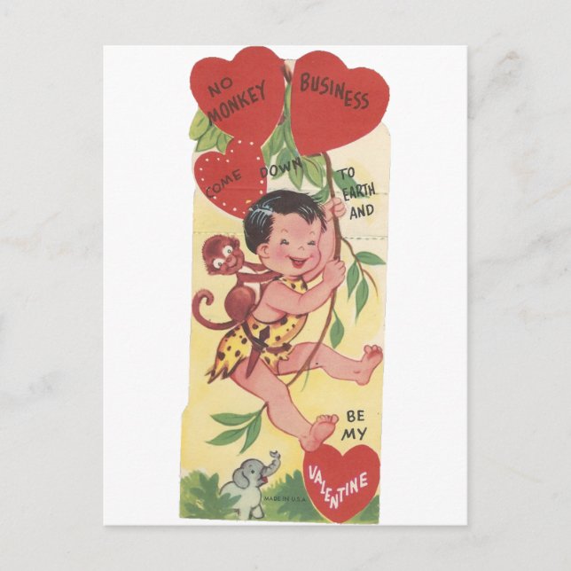 Cartes Pour Fêtes Annuelles Vintage "Monkey Business" Valentine (Devant)