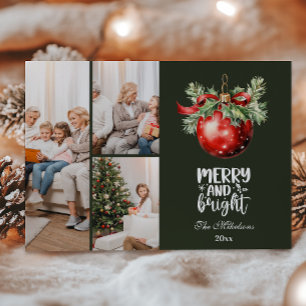 Cartes Pour Fêtes Annuelles Vintage Noël 3 Photos Célébration de famille