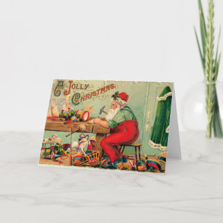 Cartes Pour Fêtes Annuelles Vintage Noël à Père Noël Workshop