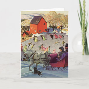 Cartes Pour Fêtes Annuelles Vintage Noël, Amour et Romance Sleigh