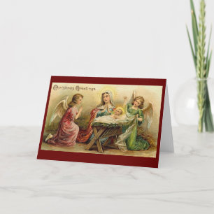 Cartes Pour Fêtes Annuelles VINTAGE NOËL anges bébé Jésus crèche