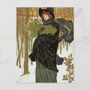Cartes Pour Fêtes Annuelles Vintage Noël Art nouveau Scribners Cover 1895