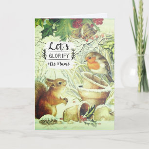 Cartes Pour Fêtes Annuelles Vintage Noël Bois Animaux Inspirationnels