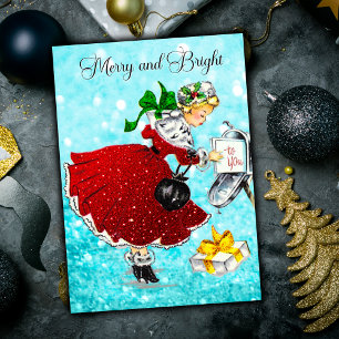 Cartes Pour Fêtes Annuelles Vintage Noël boîte à lettres rouge parties scintil