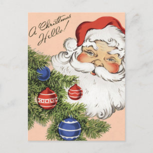 Cartes Pour Fêtes Annuelles Vintage Noël Bonjour ! Jolly Santa Claus