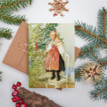 Cartes Pour Fêtes Annuelles Vintage Noël Carl Larsson suédois<br><div class="desc">Scène vintage de Noël de l'artiste suédois Carl Larsson (1853 - 1919). Illustration d'une fille habillée d'un costume folklorique suédois traditionnel,  décorant un arbre de noël.</div>