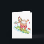 Cartes Pour Fêtes Annuelles Vintage Noël Cartoon Surf Santa Claus<br><div class="desc">Illustration vintage Design de Noël avec le Père Noël surfant sur une planche de surf avec une lei hawaïenne faite de fleurs et portant des maillots de bain fleuris avec bretelles.</div>