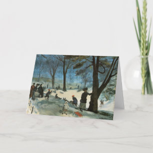 Cartes Pour Fêtes Annuelles Vintage Noël, Central Park dans les Glackens d'hiv