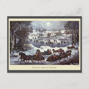 Cartes Pour Fêtes Annuelles Vintage Noël, Central Park en hiver