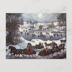 Cartes Pour Fêtes Annuelles Vintage Noël, Central Park en hiver