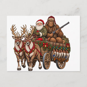 Cartes Pour Fêtes Annuelles Vintage Noël Chasse Santa Bigfoot Canard