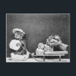 Cartes Pour Fêtes Annuelles Vintage Noël Chat Photographie Noire Et Blanche<br><div class="desc">Père Noël Cat Still Image (1914) Photographie Vintage</div>