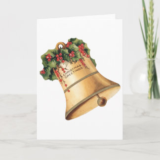 Cartes Pour Fêtes Annuelles Vintage Noël Cloches Dorées, Meilleurs Vœux