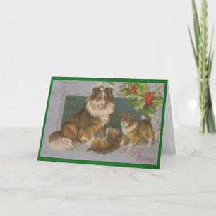 Cartes Pour Fêtes Annuelles Vintage Noël Collies Grand-parents