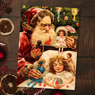Cartes Pour Fêtes Annuelles Vintage Noël Déplaisant Père Noël Puisse Des Poupé