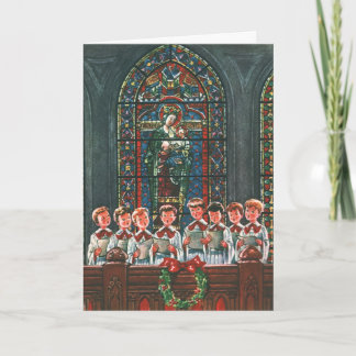 Cartes Pour Fêtes Annuelles Vintage Noël Enfants chantant Chorale dans l'églis