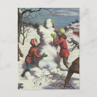 Cartes Pour Fêtes Annuelles Vintage Noël, Enfants Snowball combat