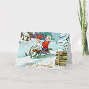 Cartes Pour Fêtes Annuelles Vintage Noël Enfants Vacances hivernales neige