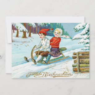 Cartes Pour Fêtes Annuelles Vintage Noël Enfants Vacances hivernales neige
